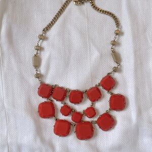 NWOT Stella and Dot Orange and Brushed Bronze Bib Necklace